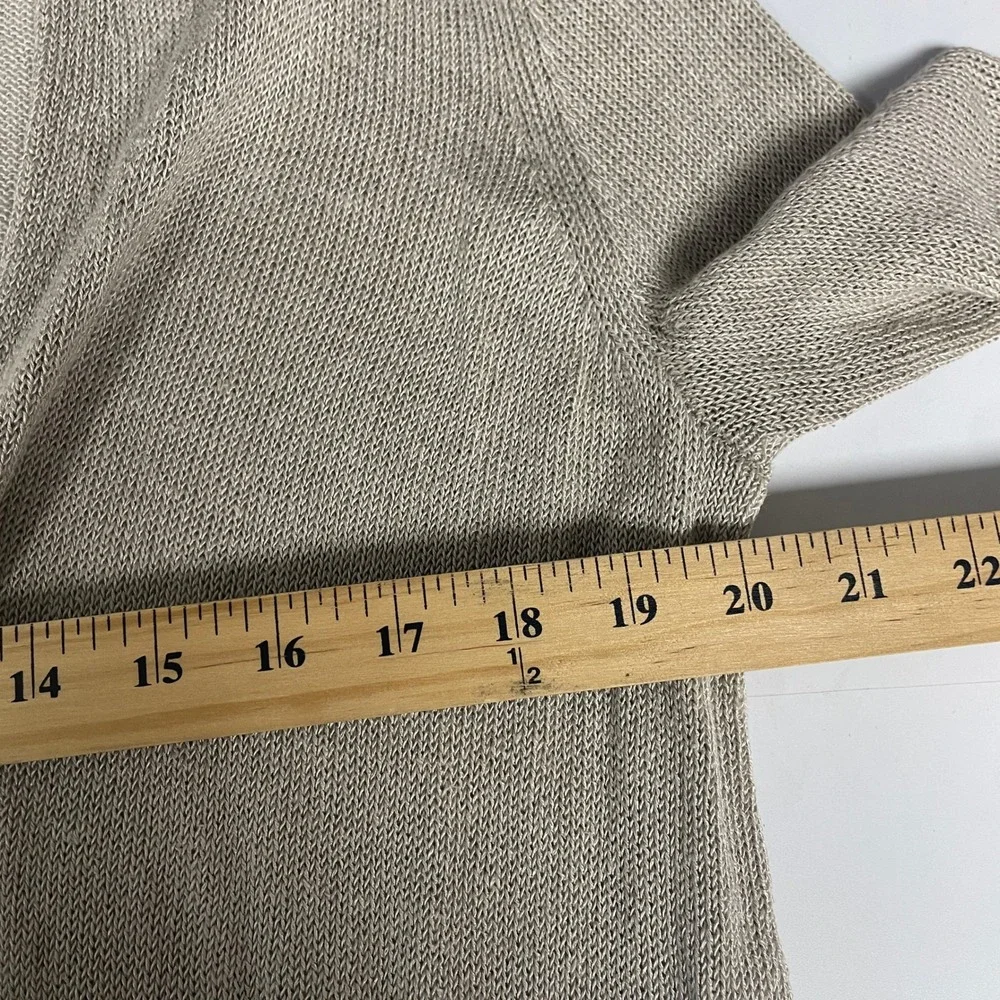 J. Jill Cardigan Large Beige Linen Blend Open Front‎ Longline Side Slit Sweater